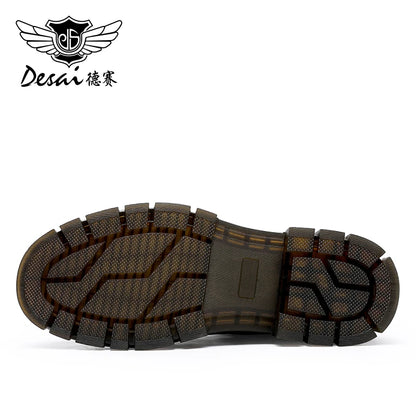 Desai Brand Men Boots Winter Cowboy Full Grain Genuine Leather Men Shoes Casual Work Fashion High Quality Gifts