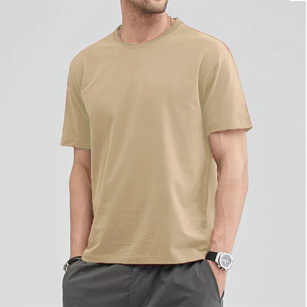 Cotton Short Sleeve T-shirt Men's Women Summer T-shirts Loose Short-sleeved Casual Basic Shirt O Neck Solid Color